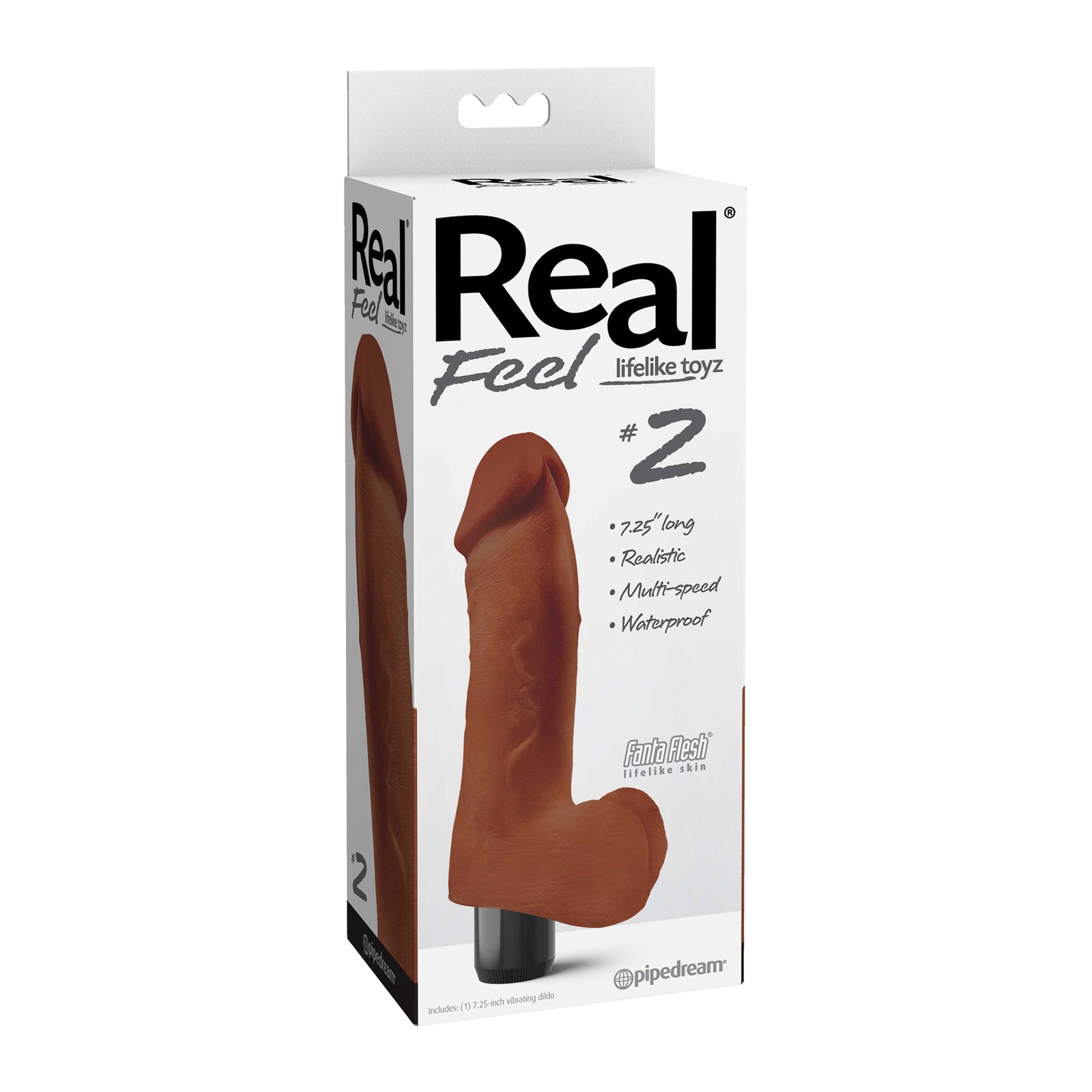 Real Feel No.2 Long 8" Vibe Waterproof - Brown