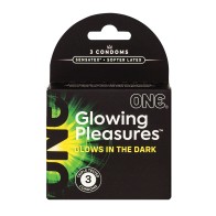 One Glowing Pleasures Condoms - 3 Pack