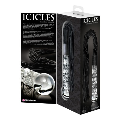 Icicles No. 38 Hand Blown Glass Handled Whip Clear