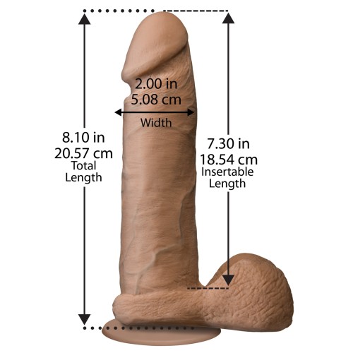 Realistic 8" Ultraskyn Cock with Balls Brown - Authentic Feel