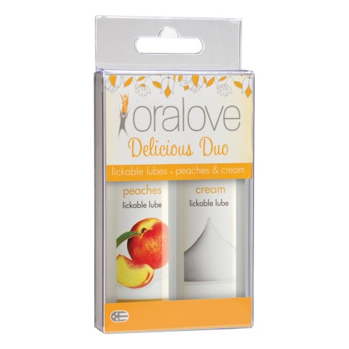 Lubricante Sabor Oralove Dúo Durazno y Crema