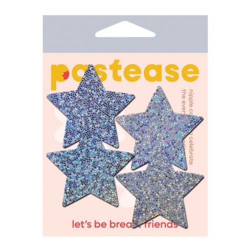 Pastease Premium Petites Glitter Star Silver Pack of 2