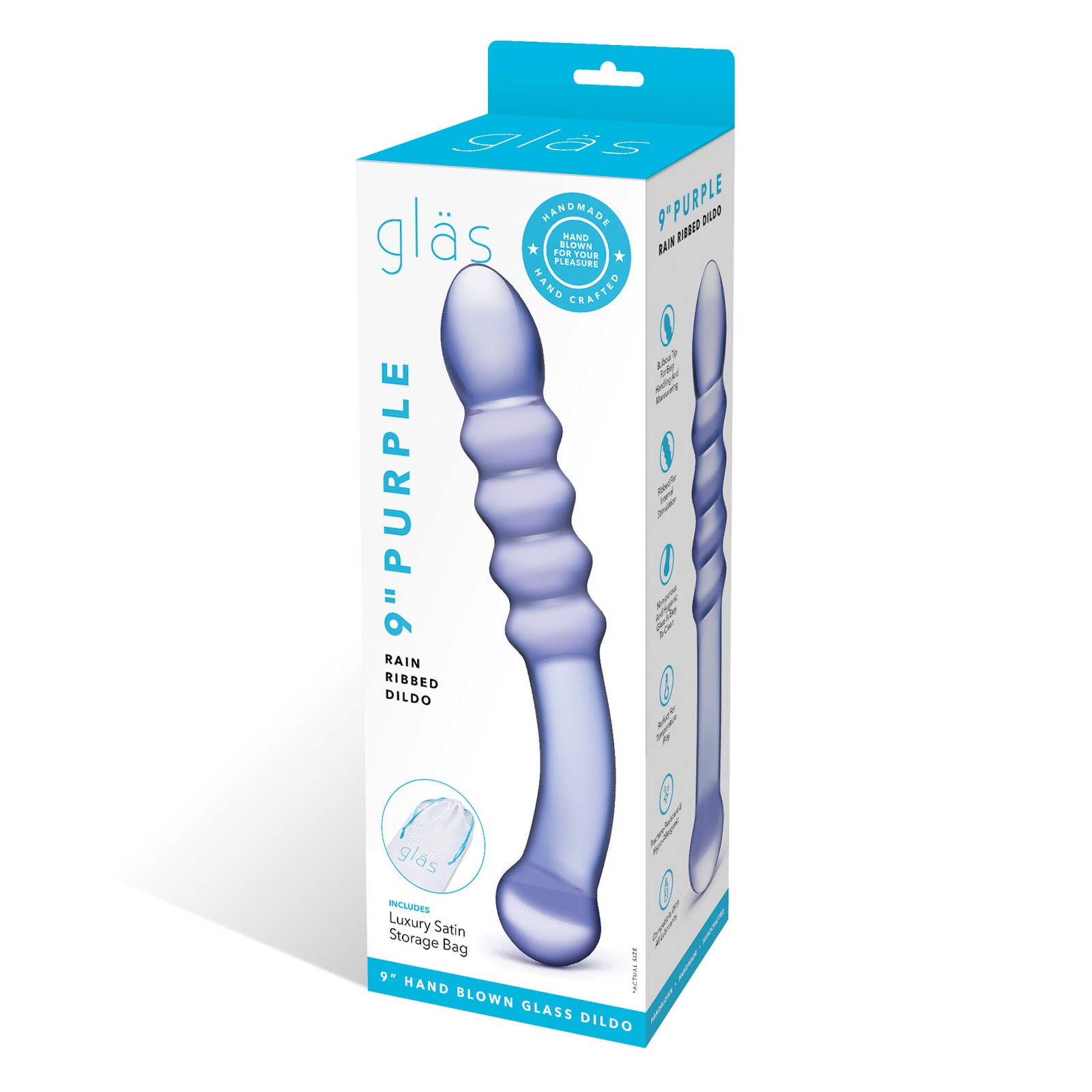 Glas Purple Rain Ribbed Glass Dildo