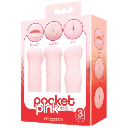 Icon Brands Pocket Pink Strokers 3 Pack