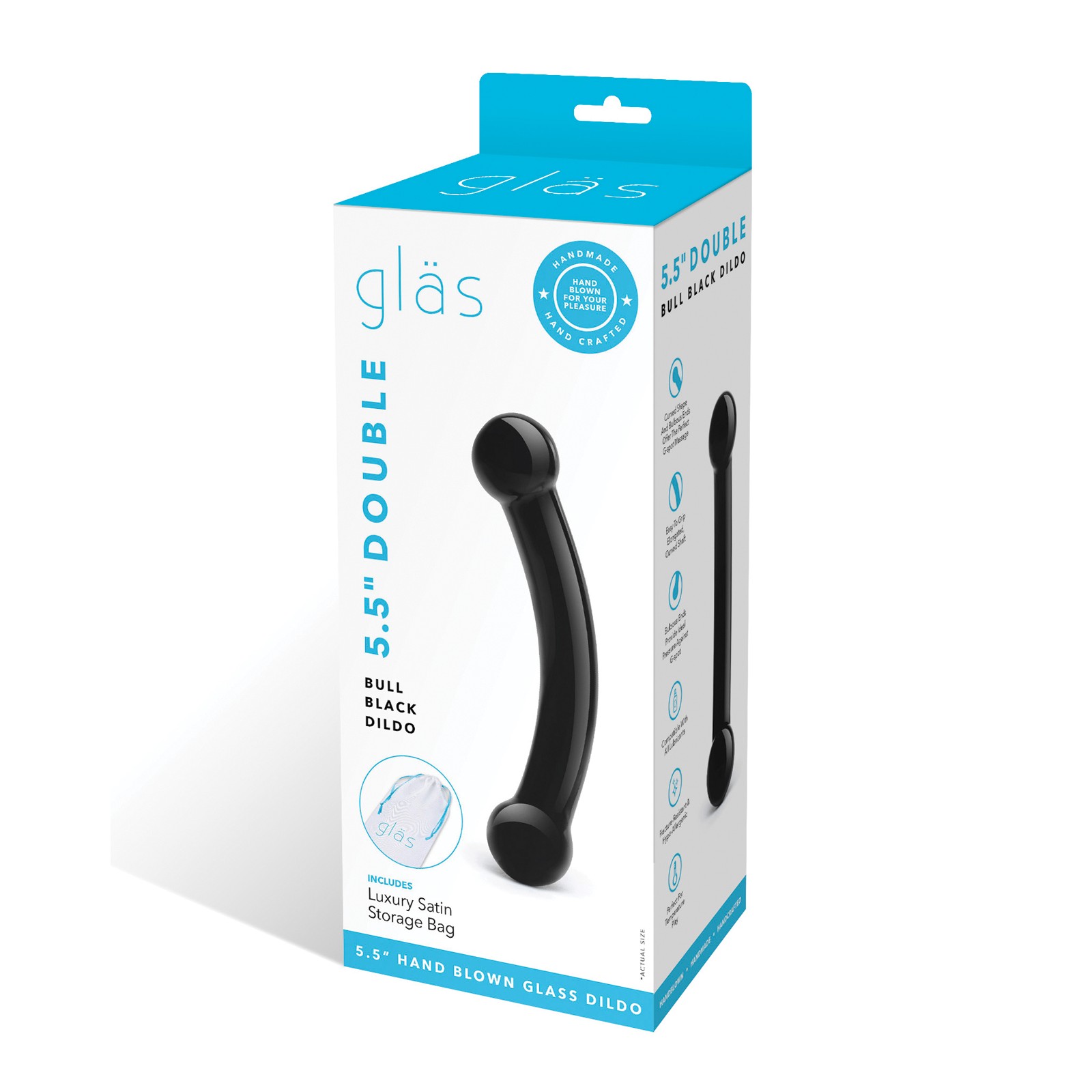 Glas Double Bull Glass Dildo - Black