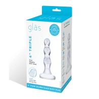 Glas Triple Play Plug Anal Con Perlas - Transparente