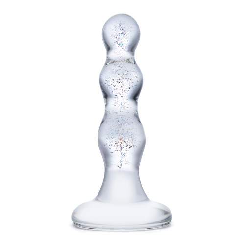 Glas Triple Play Beaded Butt Plug - Clear