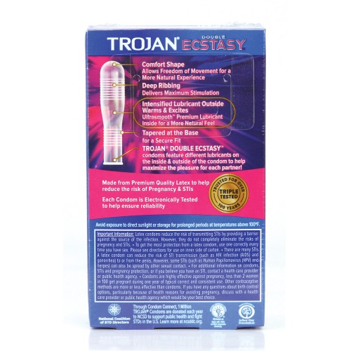 Condones Trojan Double Ecstasy - Caja de 10