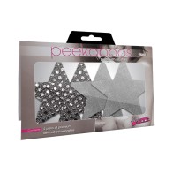 Dark Angel Stars Silver Pasties - 2 Pack