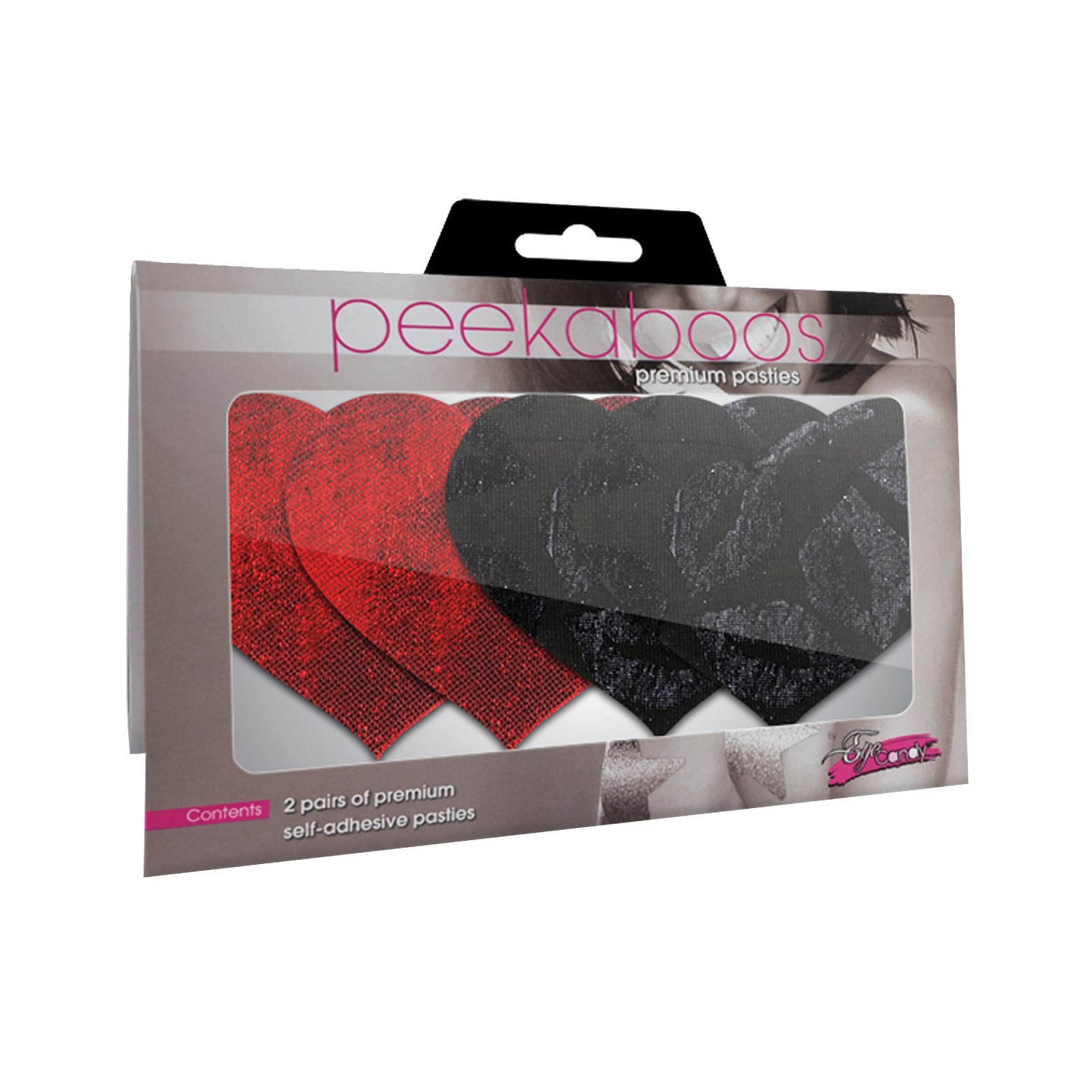 Pasties Stolen Kisses Corazones Rojo Negro Pack de 2 - Moda Divertida