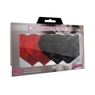 Pasties Stolen Kisses Corazones Rojo Negro Pack de 2 - Moda Divertida