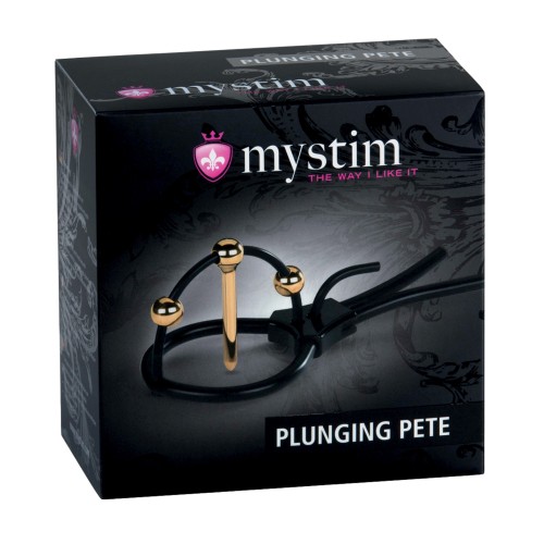 Mystim Plunging Pete Sondeo Uretral Negro Dorado - Herramienta de Placer de Lujo