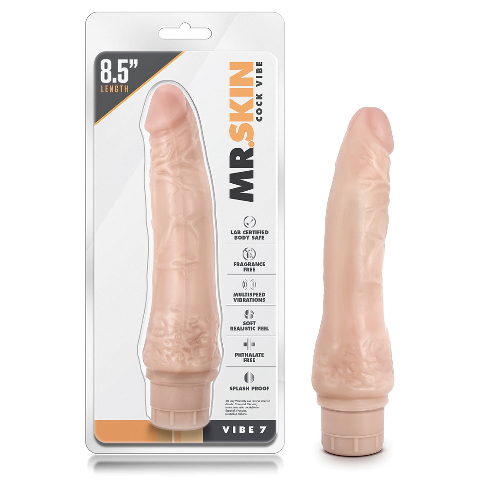 Blush Dr. Skin Vibe 8.5 Inch Vibrating Dong Beige