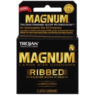 Trojan Magnum Ribbed Condoms - Box of 3