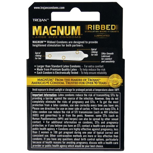 Condones Trojan Magnum Estriados - Caja de 3