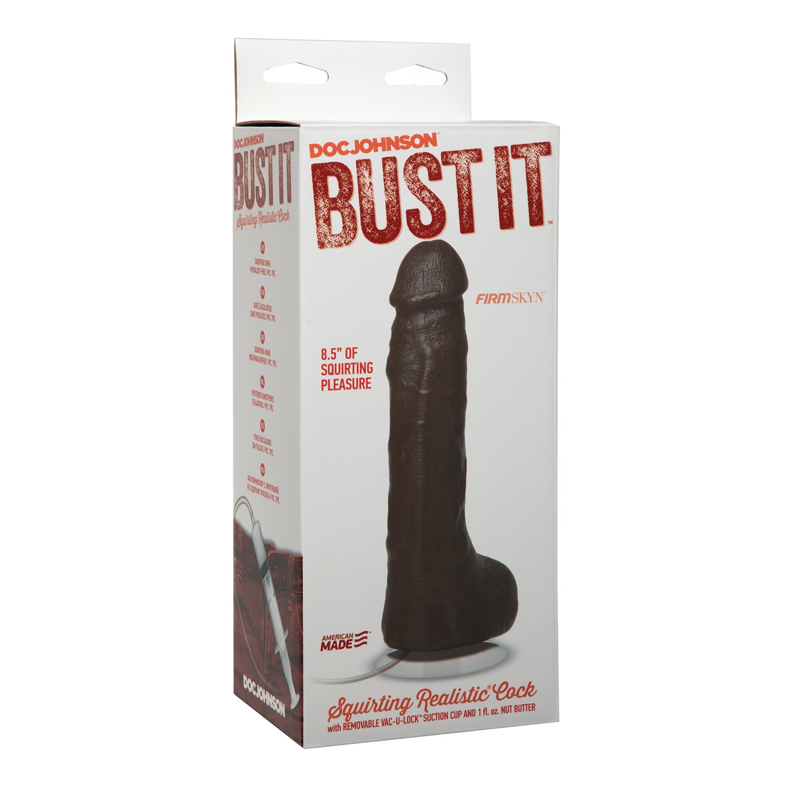 Bust It Pene Realista que Chorreta con Nut Butter Cremoso Negro