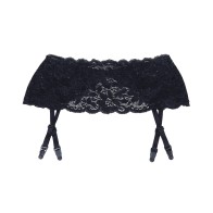 Stretch Lace Garter Belt with Adjustable Garters - Black