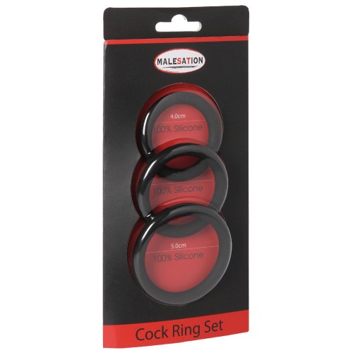 MALESATION Cock Ring Set Pack of 3 Black