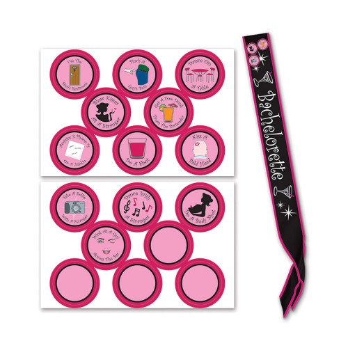 Bachelorette Sash with Fun Stick On Badges