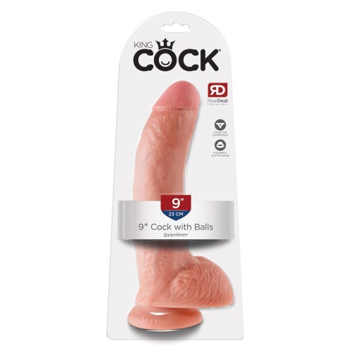 King Cock de 9 Pulgadas con Bolas - Carne