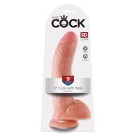 King Cock de 9 Pulgadas con Bolas - Carne