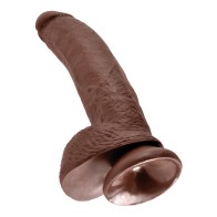 King Cock 9" - Pene con Testículos - Marrón