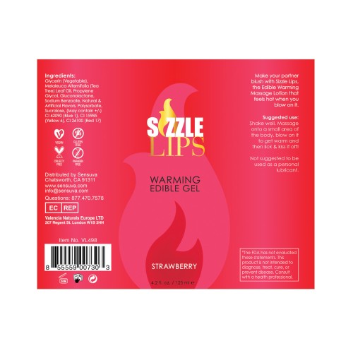 Gel Calentador Sizzle Lips Sabor Fresa