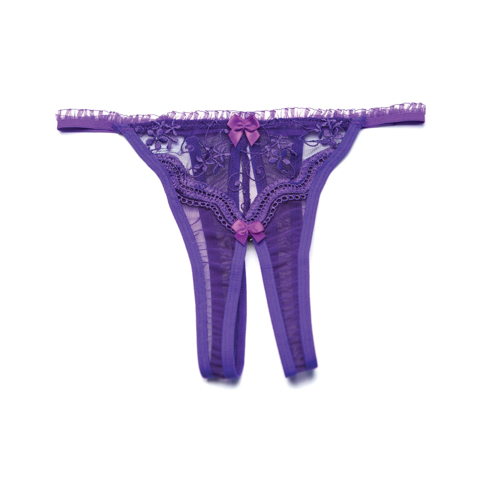 Panty Crotchless con Bordado Escalloped | Púrpura O/S