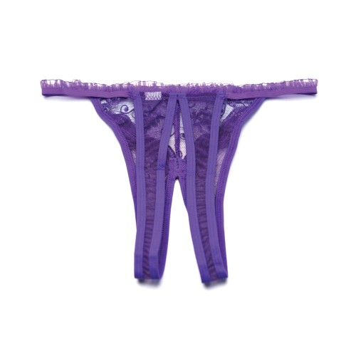 Panty Crotchless con Bordado Escalloped | Púrpura O/S