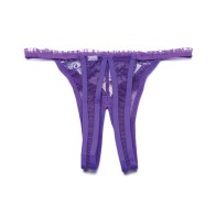 Panty Crotchless con Bordado Escalloped | Púrpura O/S