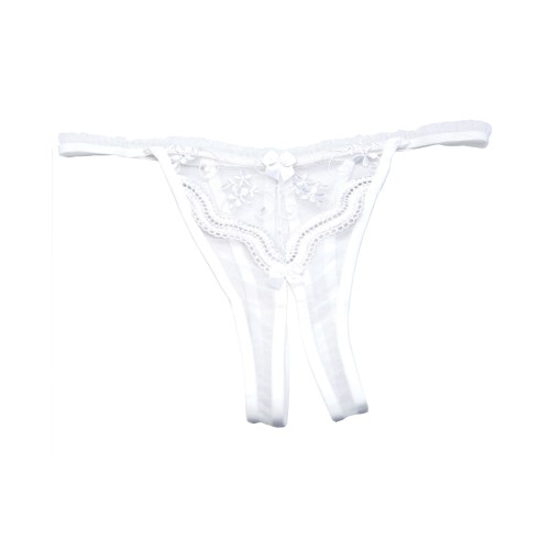 Panty Crotchless Bordado Escallopado - Blanca