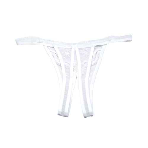 Panty Crotchless Bordado Escallopado - Blanca