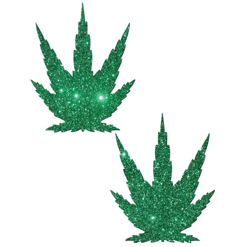 Pastease Premium Glitter Marijuana Leaf Green