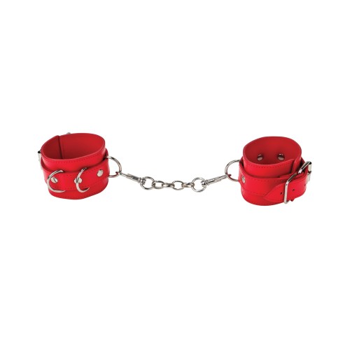 Ouch! Red Leather Cuffs