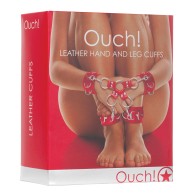 Esposas de Mano y Pierna de Cuero Ouch! para Juego Versátil