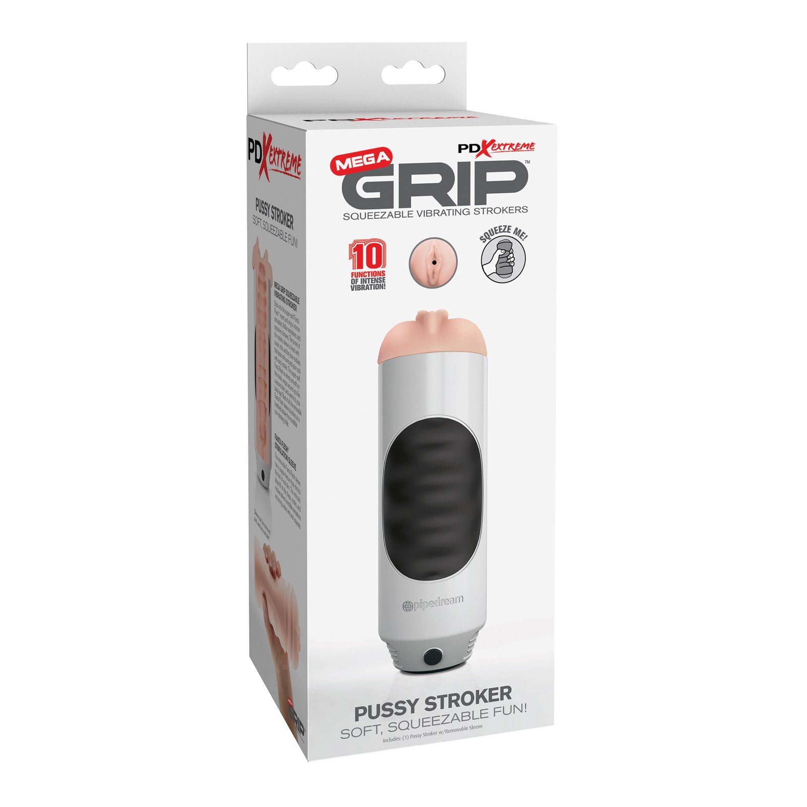 PDX Extreme Mega Grip Squeezable Vibrating Stroker - Pussy