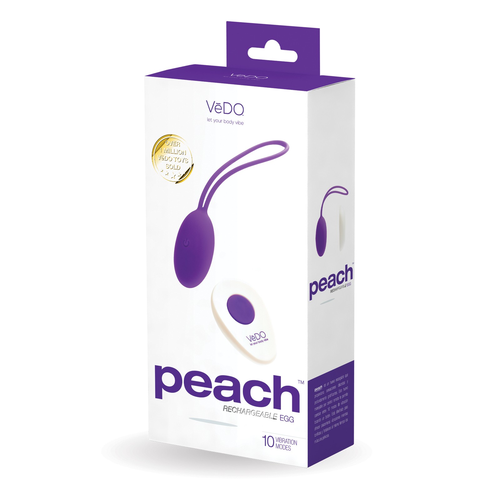 VeDO Peach Rechargeable Egg for Discreet Pleasure