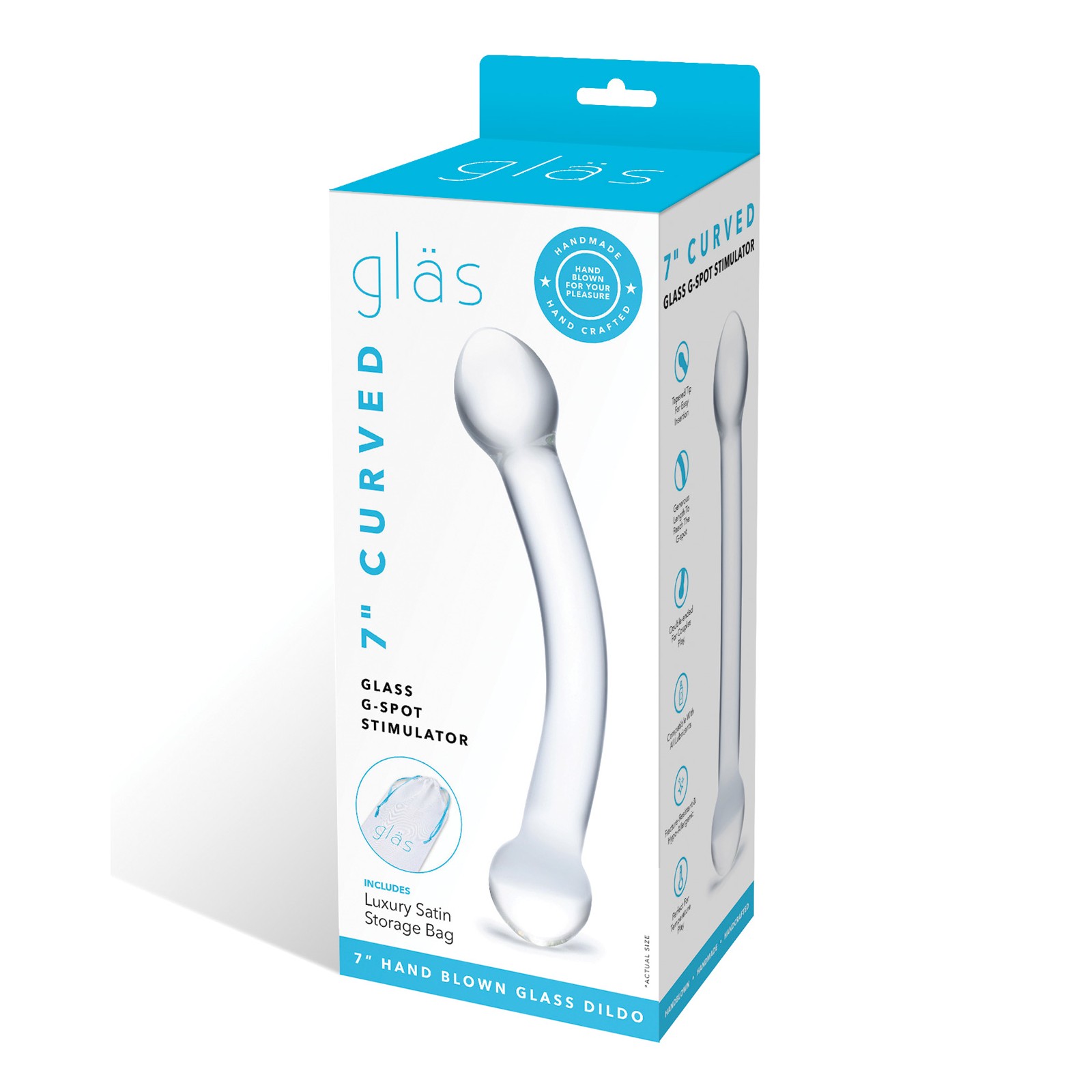 Dildo de Vidrio Curvado de 7" para Puntos G