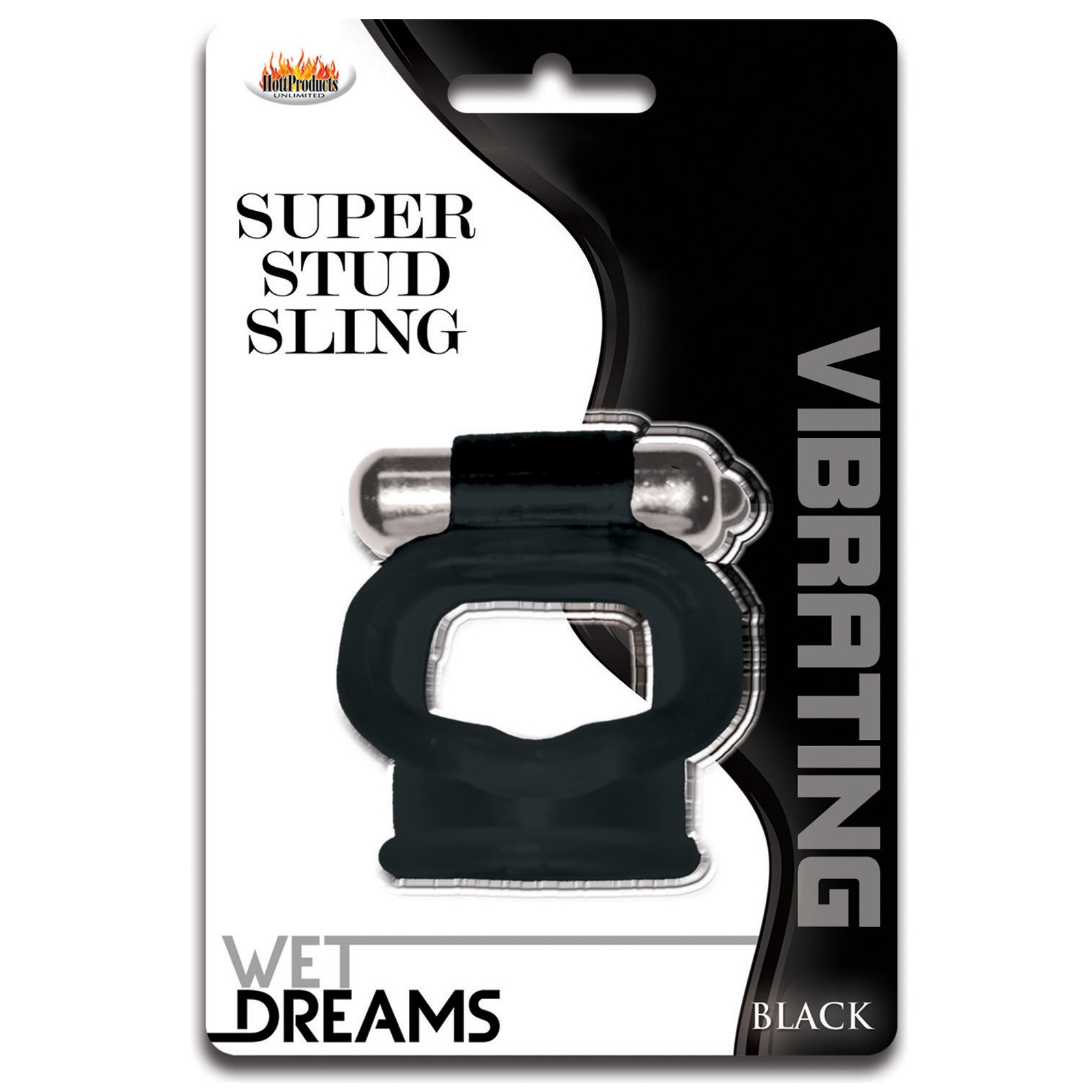 Wet Dreams Super Stud Sling Black Vibrating Cock Ring