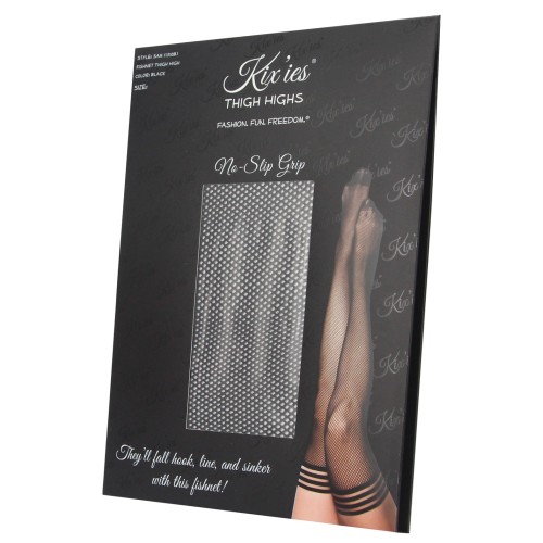 Kix'ies Sam Black Fishnet Thigh Highs Size B