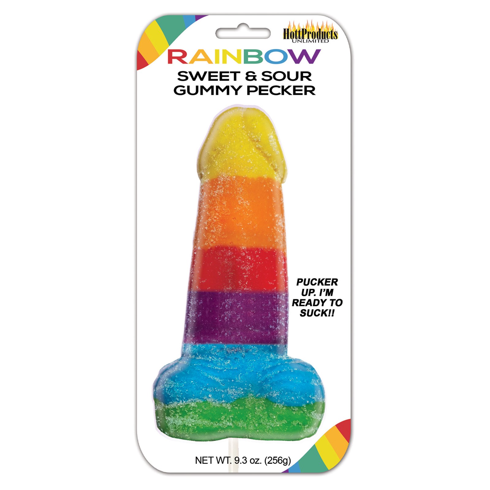 Rainbow Sweet & Sour Jumbo Gummy Cock Pop