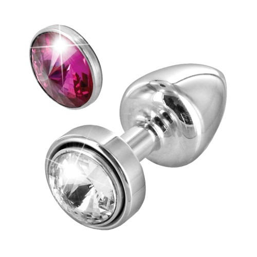 Diogol Anni Magnetic Stone Butt Plug - 25 mm Clear/Red