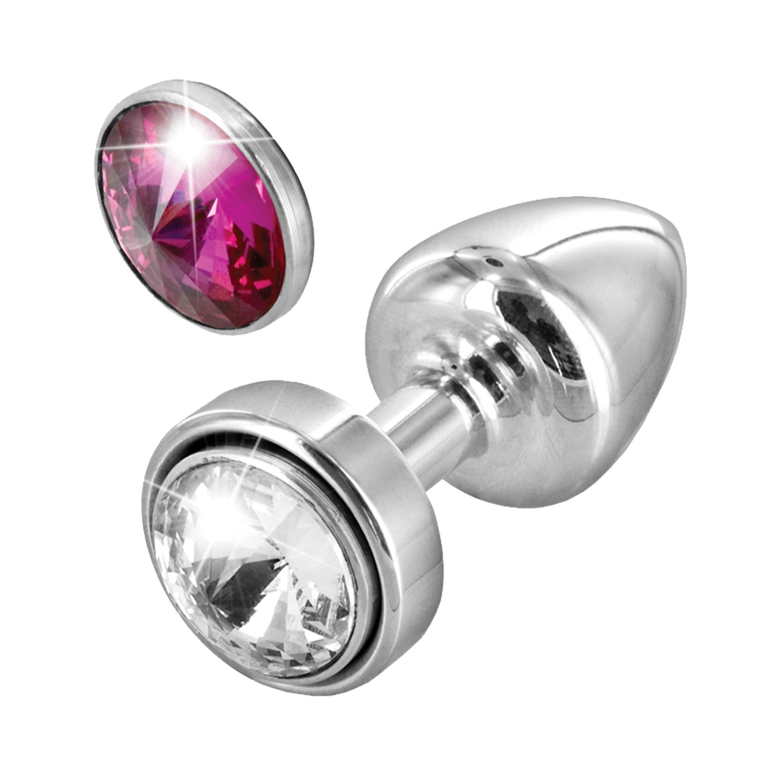 Diogol Anni Magnetic Stone Butt Plug - 25 mm Clear/Red