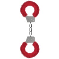 Ouch Beginner's Furry Handcuffs Red