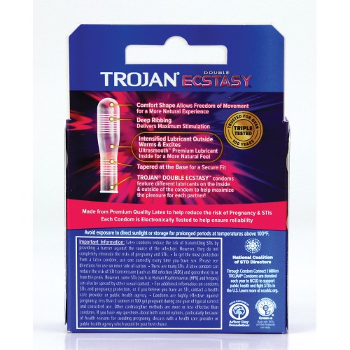 Condones Trojan Double Ecstasy - Placer Máximo