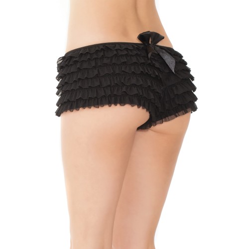 Ruffle Shorts with Back Bow Detail Black O/S