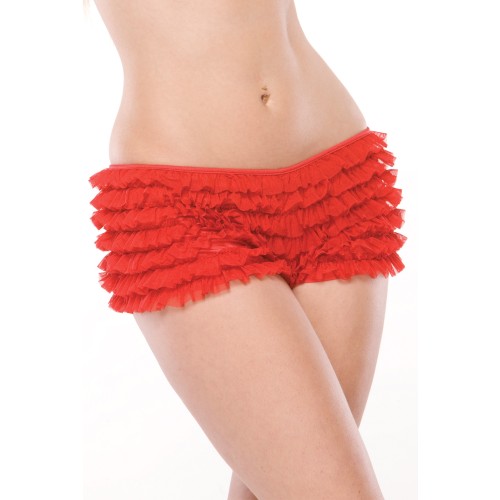 Ruffle Shorts Back Bow Detail Red OS XL