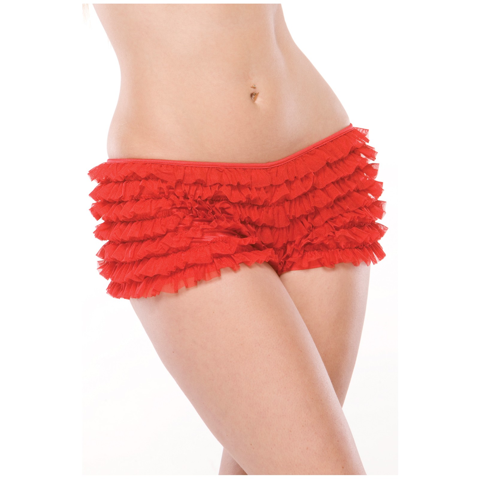 Ruffle Shorts Back Bow Detail Red OS XL