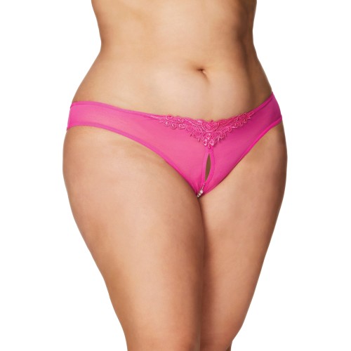 Tanga Crotchless con Perlas - Seducción Rosa Fucsia