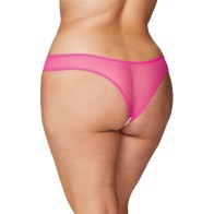 Tanga Abierto con Perlas - Rosa Fucsia Talla Plus